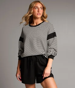 BKE Striped Open Back Pullover Black Starwhite Discount