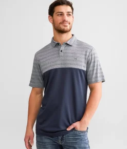 Activewear | Maven Co-op Striped Performance Polo Grey Navy