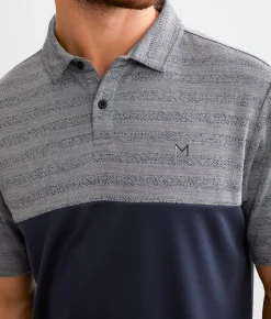 Activewear | Maven Co-op Striped Performance Polo Grey Navy