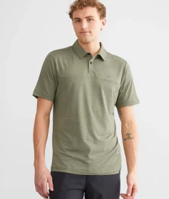 Activewear | Maven Co-op Striped Performance Polo Grey