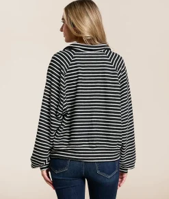 Hyfve Striped Pullover Cream Outlet