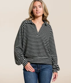 Hyfve Striped Pullover Cream Outlet