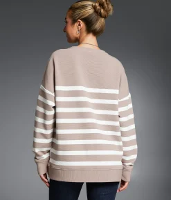 Buckle Black Striped Pullover Goat Cream