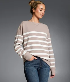 Buckle Black Striped Pullover Goat Cream
