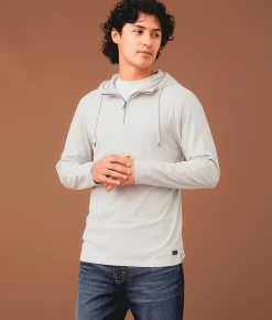 Tops | Outpost Makers Striped Quarter Zip Hoodie Sharkfin
