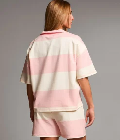 BKE Striped Quarter Zip Pullover Cherry Blossom Discount