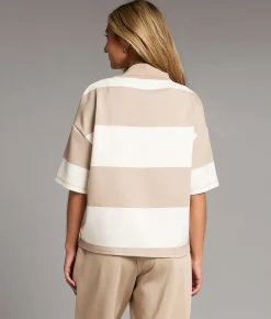 Tops | BKE Striped Quarter Zip Pullover Cobblestone White