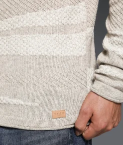 Outpost Makers Striped Quarter Zip Sweater Lt Brown Combo Discount