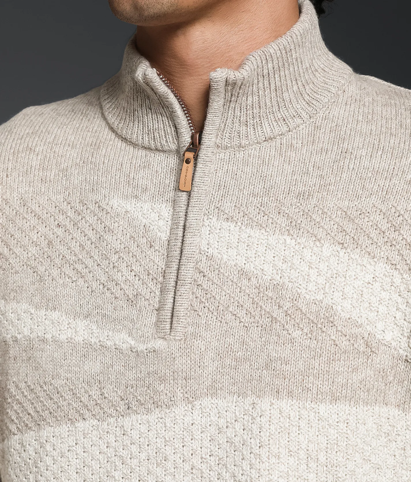 Outpost Makers Striped Quarter Zip Sweater Lt Brown Combo Discount
