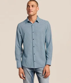 Tops | J.B. Holt Striped Ripstop Performance Stretch Shirt Blue White
