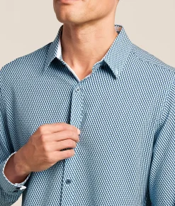 Tops | J.B. Holt Striped Ripstop Performance Stretch Shirt Blue White