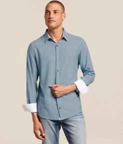 Tops | J.B. Holt Striped Ripstop Performance Stretch Shirt Blue White