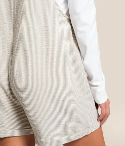 Willow & Root Striped Romper Taupe White Hot