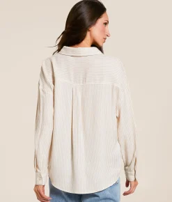 Blu Pepper Striped Shirt Khaki