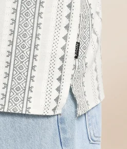 Tops | Nova Industries Striped Shirt Off White Black