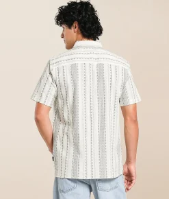 Tops | Nova Industries Striped Shirt Off White Black