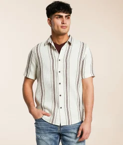 Tops | Nova Industries Striped Shirt Cream Brown
