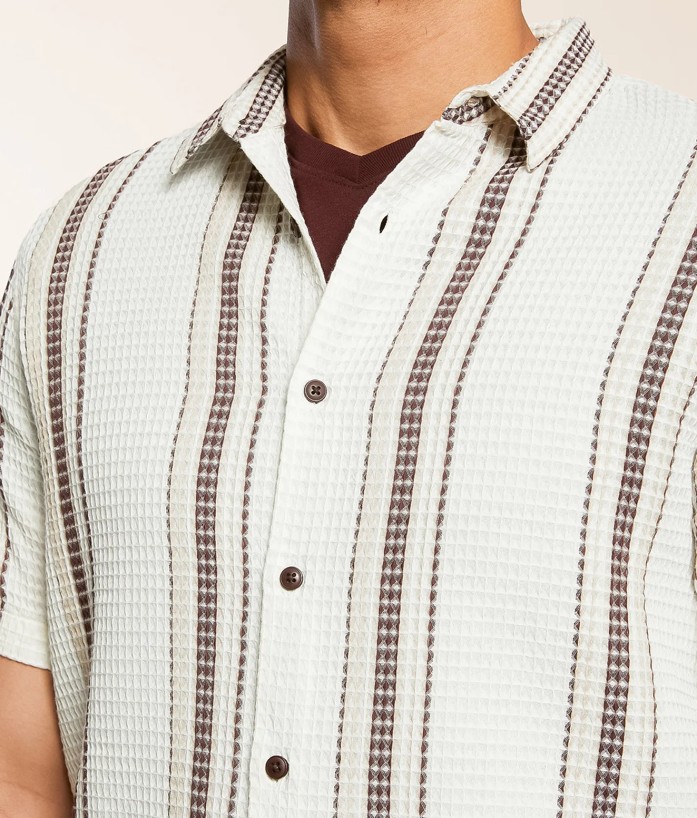 Tops | Nova Industries Striped Shirt Cream Brown