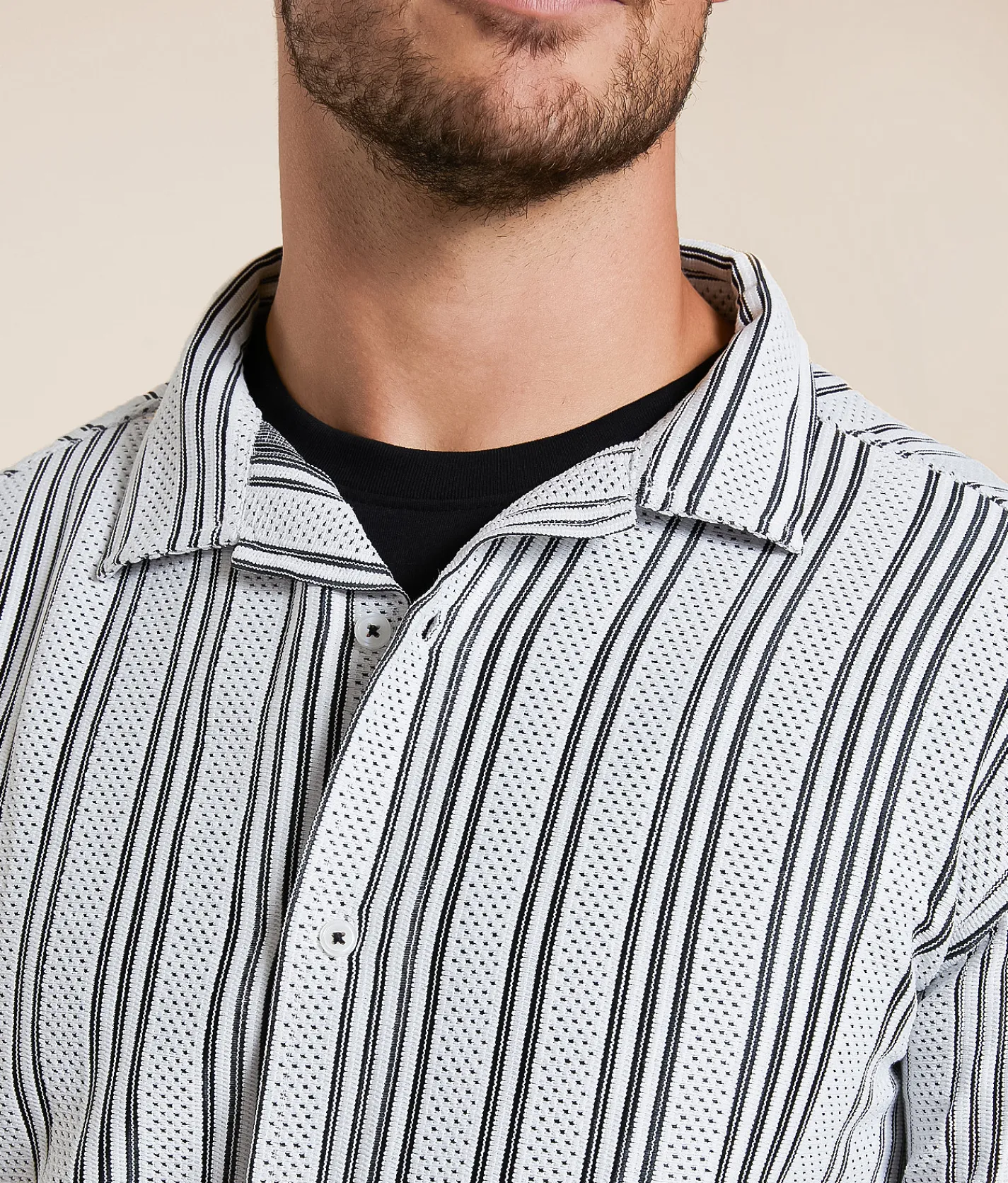 Tops | Johnny Q Striped Shirt Black