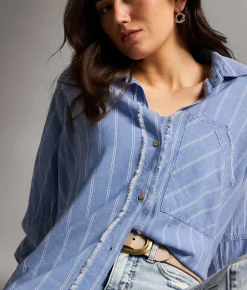 Tops | BKE Striped Shirt Brt Blue White