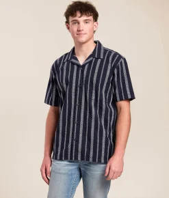 Tops | Fried Waters Striped Shirt Navy White