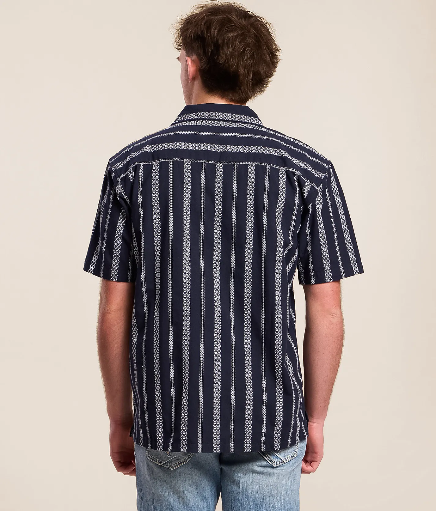 Tops | Fried Waters Striped Shirt Navy White
