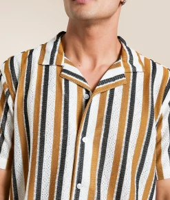 Valor Striped Shirt Black Gold Outlet