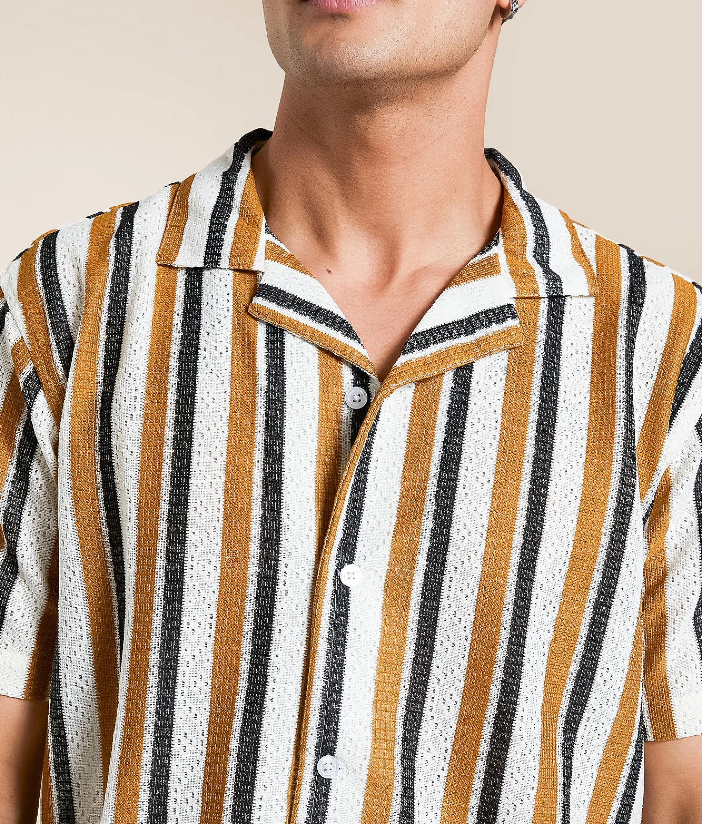 Valor Striped Shirt Black Gold Outlet