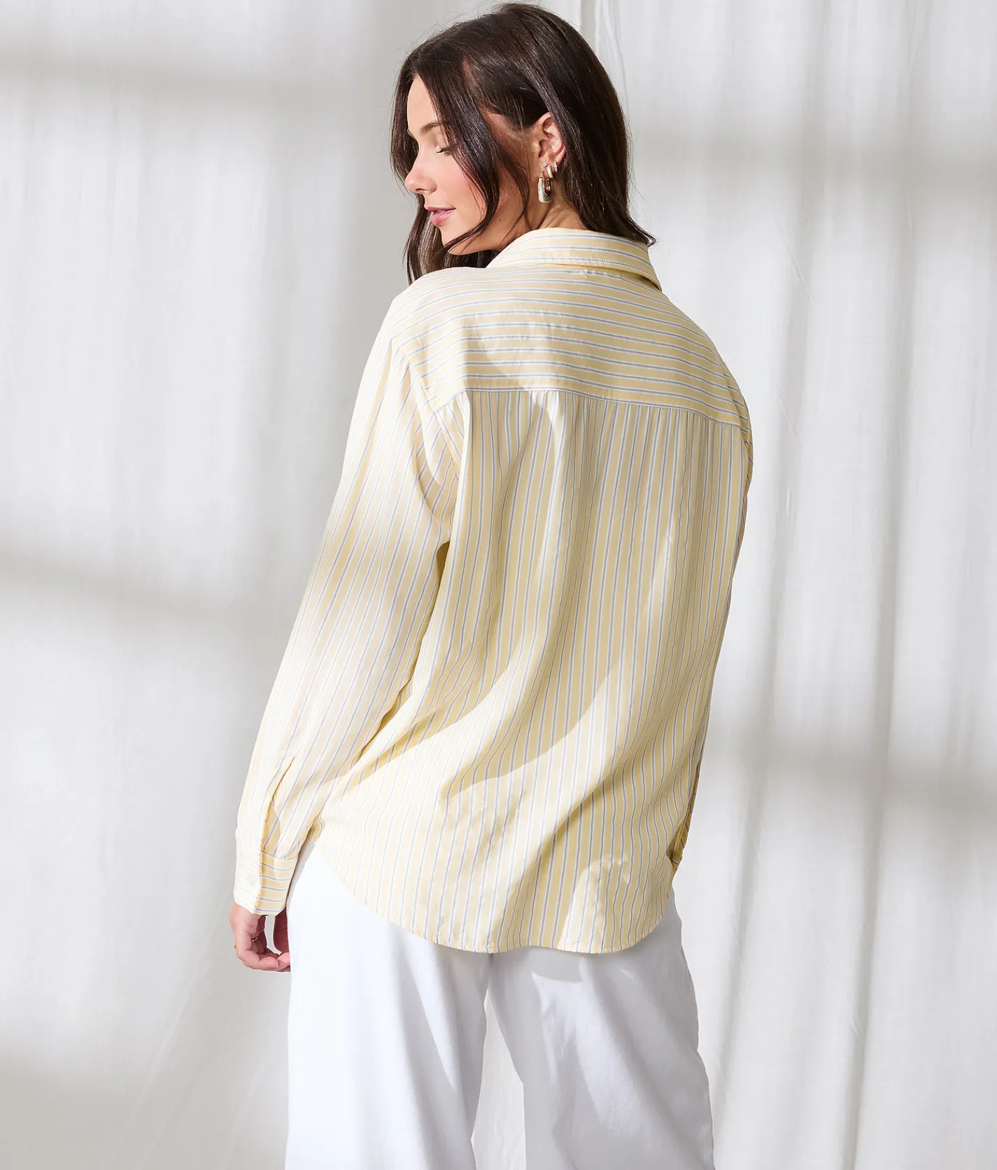 Tops | 33 Coastal Striped Shirt Yellow