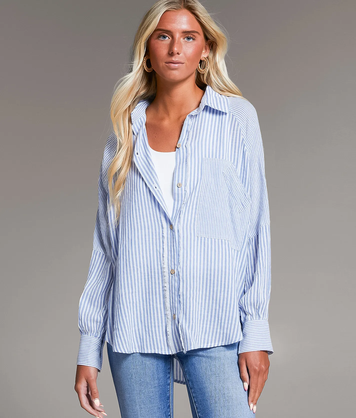 BKE Striped Shirt Blue White Hot