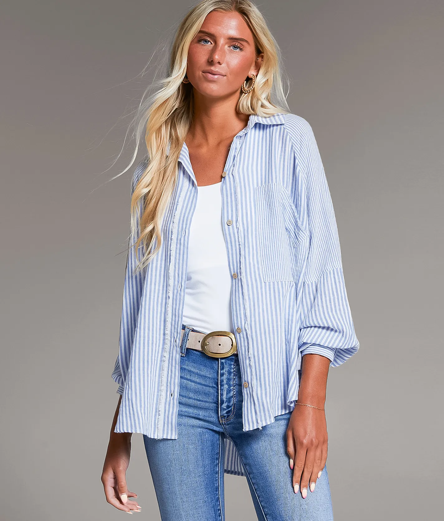 BKE Striped Shirt Blue White Hot