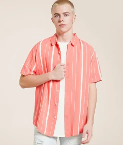 Tops | Nova Industries Striped Shirt Coral