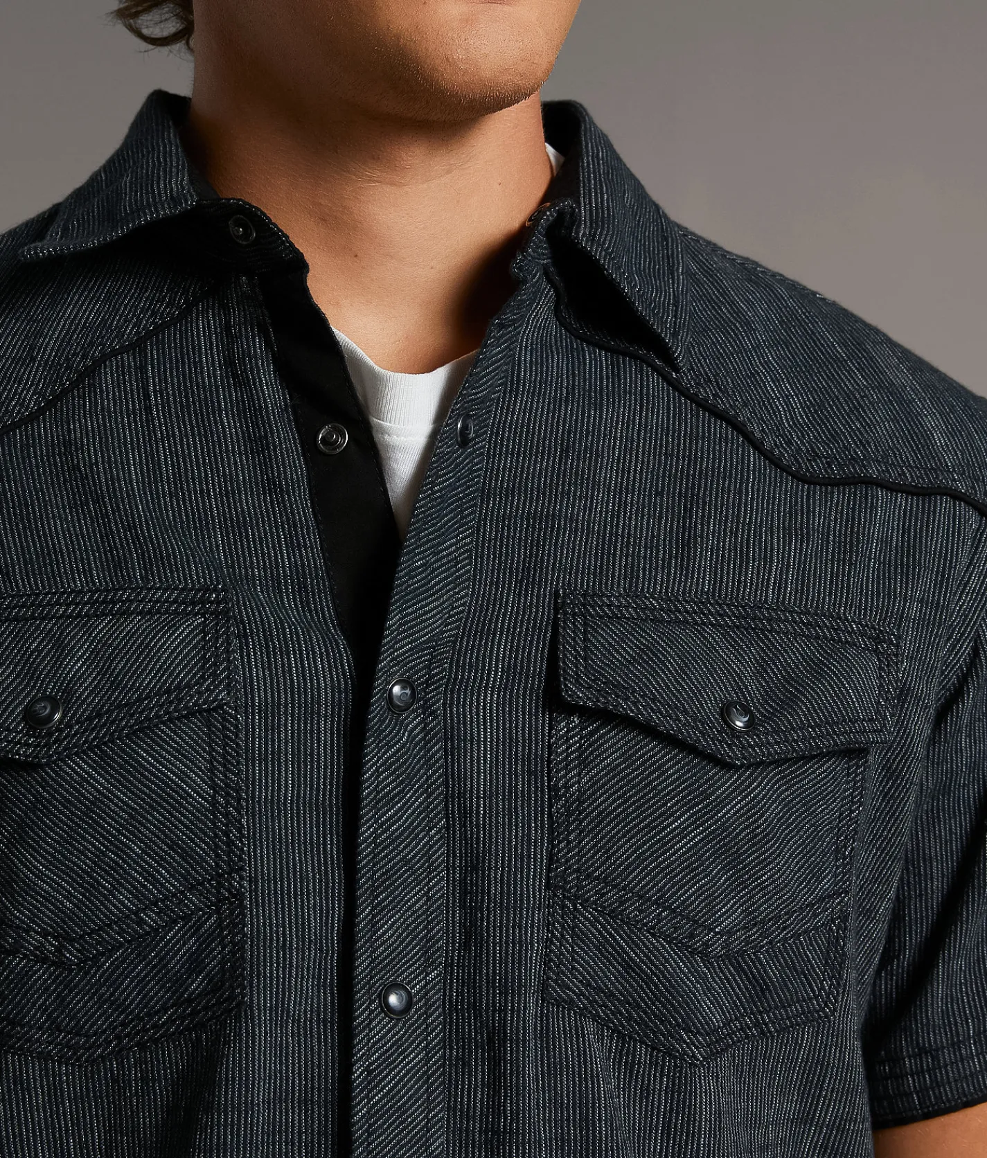 BKE Striped Standard Shirt Black Grey Best