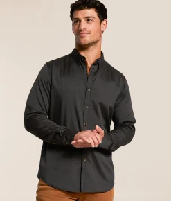 J.B. Holt Striped Standard Stretch Shirt Black Hot