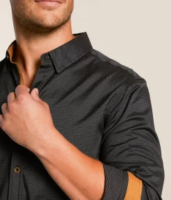 J.B. Holt Striped Standard Stretch Shirt Black Hot