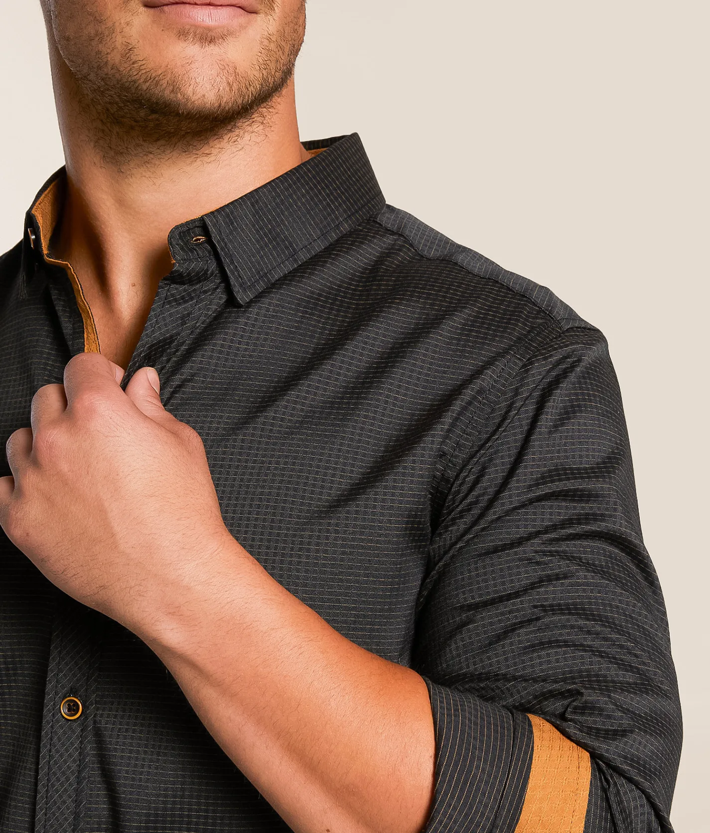 J.B. Holt Striped Standard Stretch Shirt Black Hot