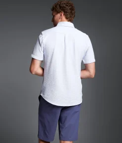 Outpost Makers Striped Standard Stretch Shirt White Blue Clearance
