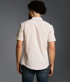 Outpost Makers Striped Standard Stretch Shirt White Tan Outlet
