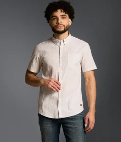 Outpost Makers Striped Standard Stretch Shirt White Tan Outlet