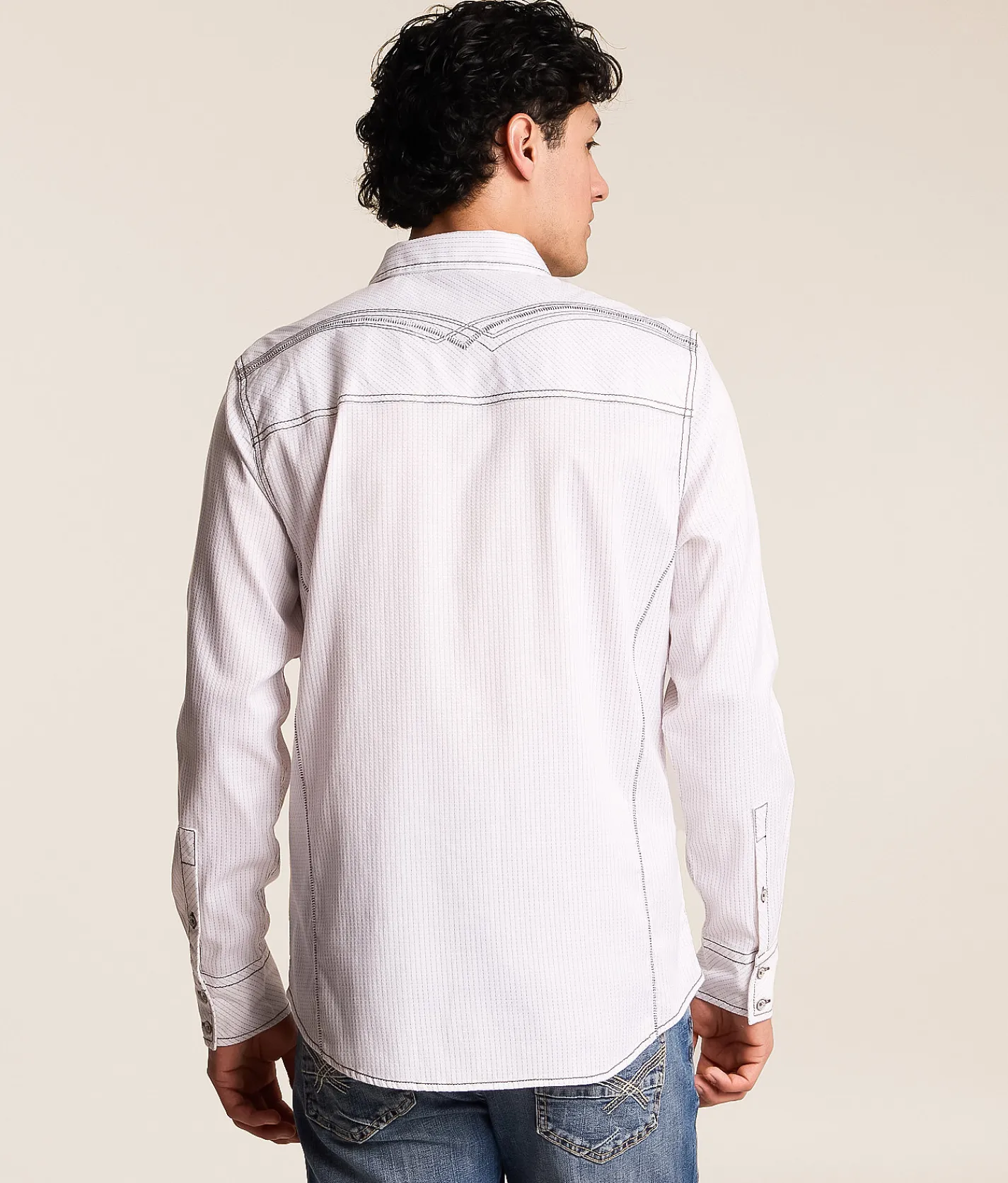 Buckle Black Striped Standard Stretch Shirt White Brown Hot