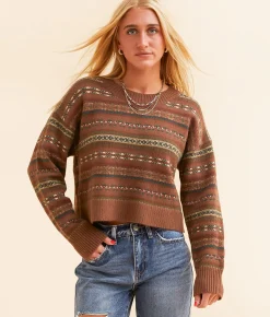 Bailey Rose Striped Sweater Brown Multi