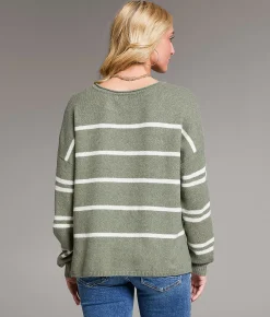 Tops | BKE Striped Sweater Vetiver