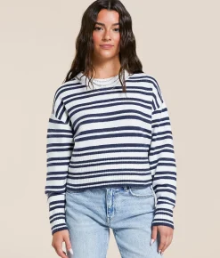Tops | FITZ + EDDI Striped Sweater Navy White Stripe
