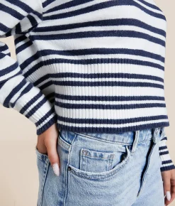 Tops | FITZ + EDDI Striped Sweater Navy White Stripe