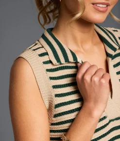 Tops | Buckle Black Striped Sweater Tank Top Bistro Green