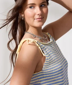 Tops | 33 Coastal Striped Sweater Tank Top Blue Double Cream