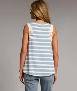 BKE Striped Tank Top Blue White Online