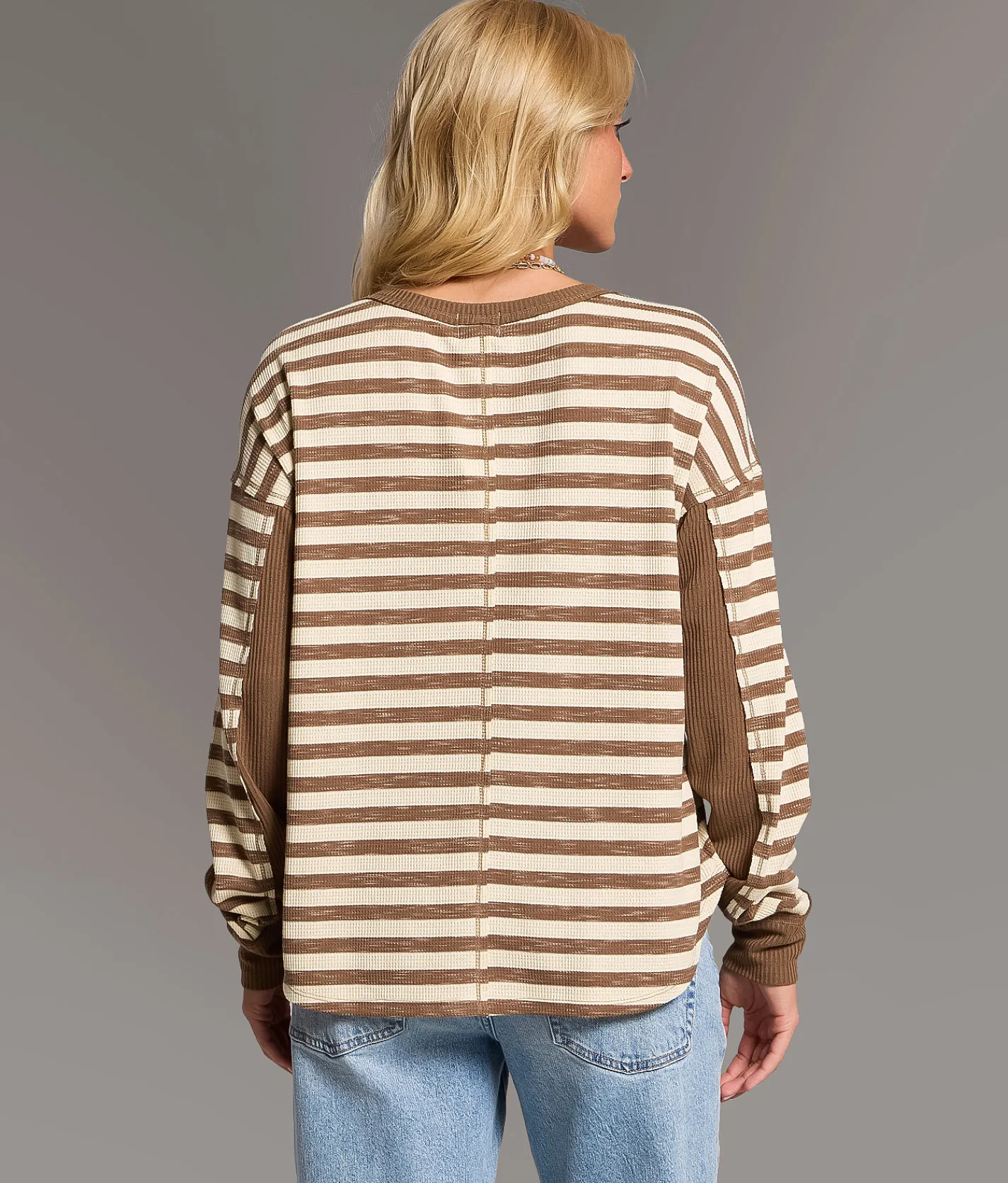BKE Striped Thermal Coco Ivory Outlet
