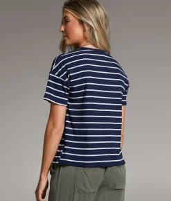 Tops | BKE Striped Top Mood Indigo Gardenia