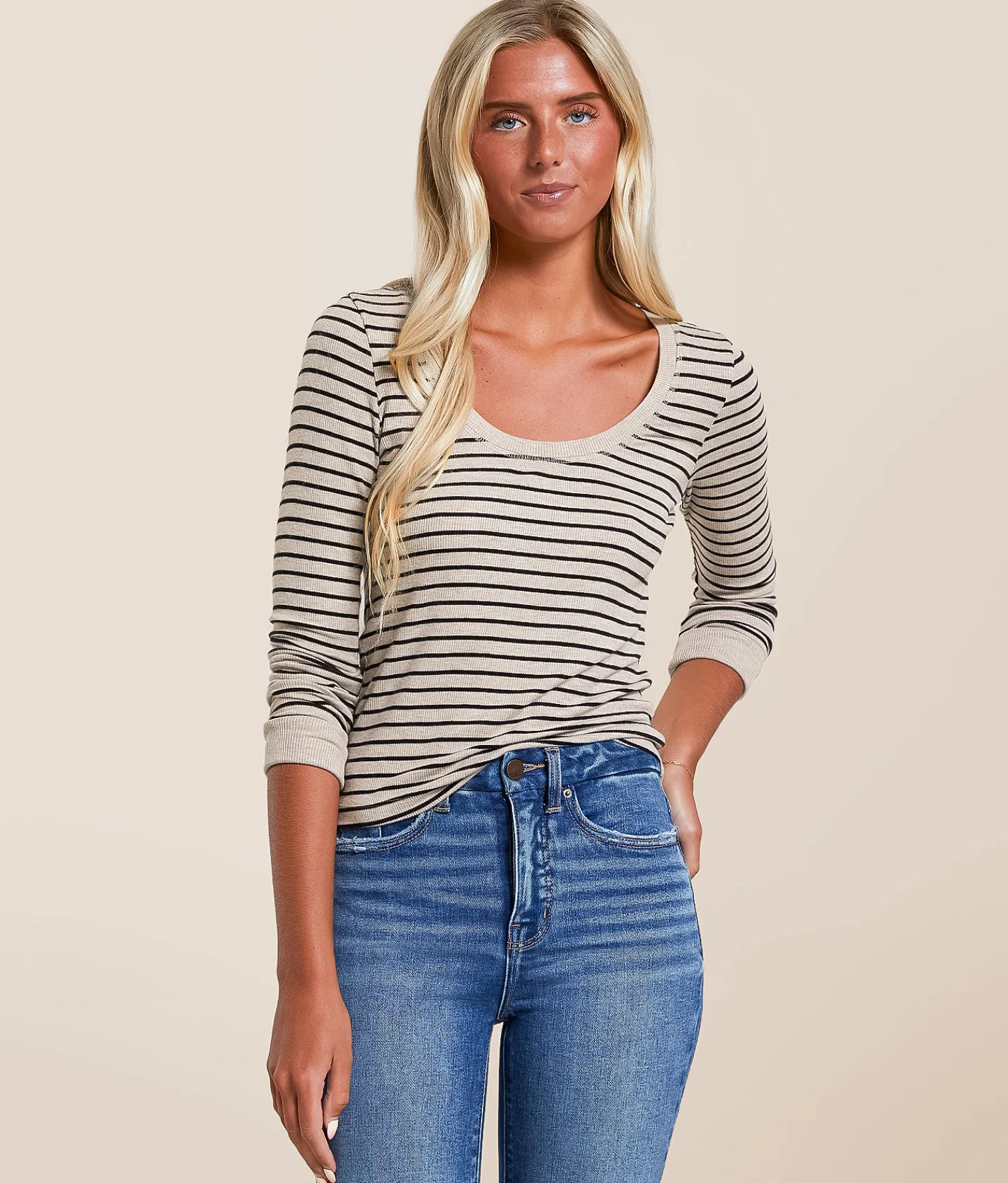 Z Supply Striped Top Heather Taupe Best